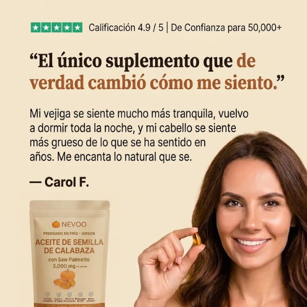 Nevoo Cápsulas Blandas de Aceite de Semilla de Calabaza