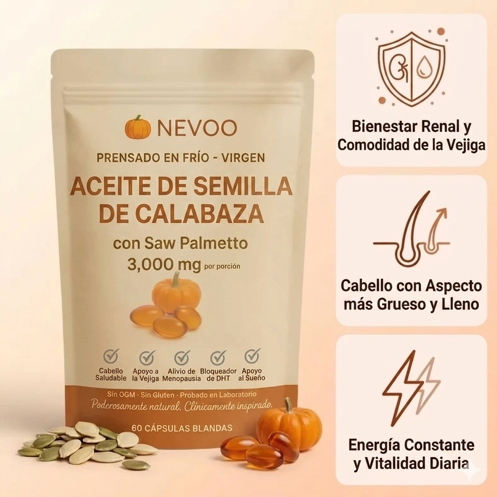 Nevoo Cápsulas Blandas de Aceite de Semilla de Calabaza